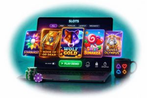 Online slots variety concept icon showing multiple game tiles, reels, and bonus features - Slotimo blog