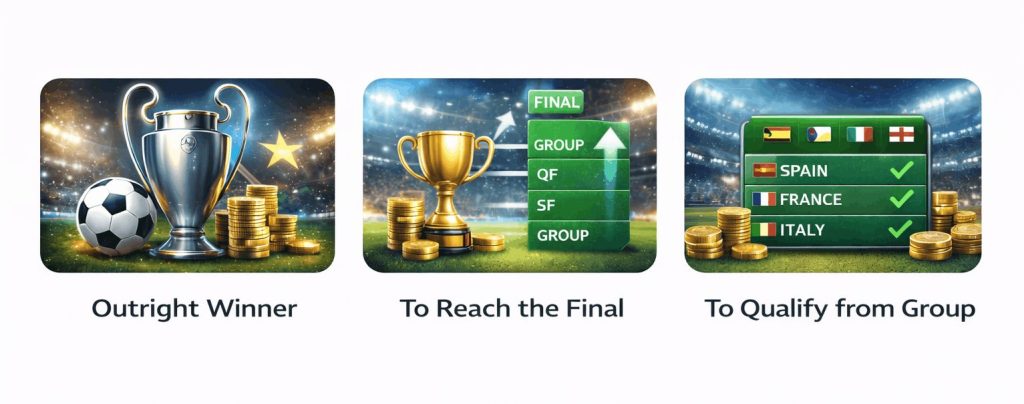 Champions League betting markets: outright winner final qualification and group qualification