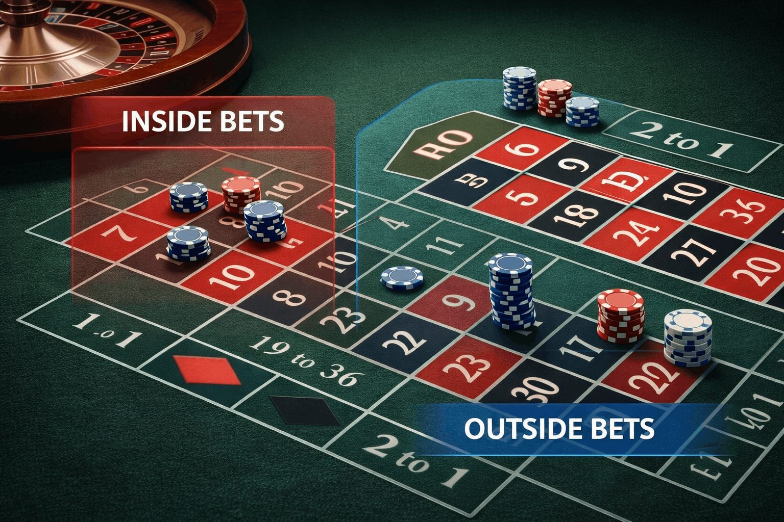 Roulette Tischlayout mit Innen- und Außenwetten – Slotimo Blog