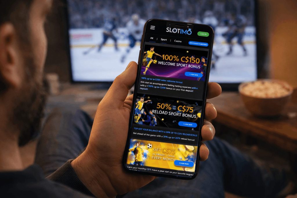 Ice hockey betting promotions on Slotimo mobile app 