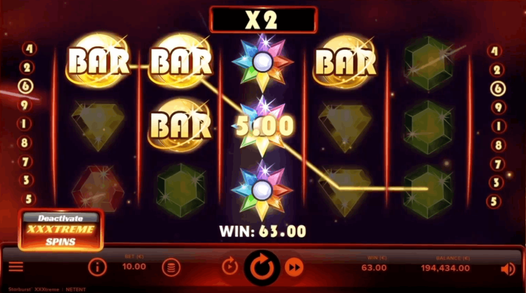 Slotimo Starburst XXXtreme Online-Slot Demo und Echtgeld-Interface mit Multiplikatoren
