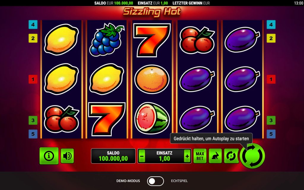 Slotimo Sizzling Hot Deluxe Online Slot Interface - Play Demo and for Real Money 
