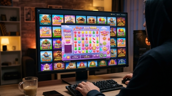 Screenshot of an online casino displaying slot games