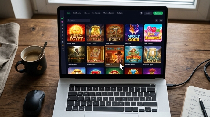 Screenshot of an online casino website's slot section