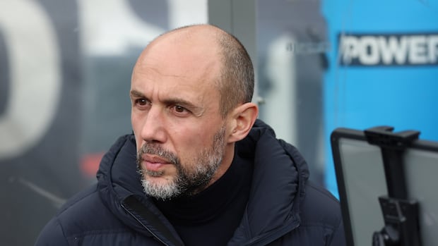CF Montreal head coach Marco Donadel watches his team warm up before an MLS soccer match