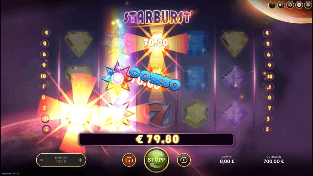 Slotimo Starburst Online Slot Demo and Real Money Interface Win Screen 