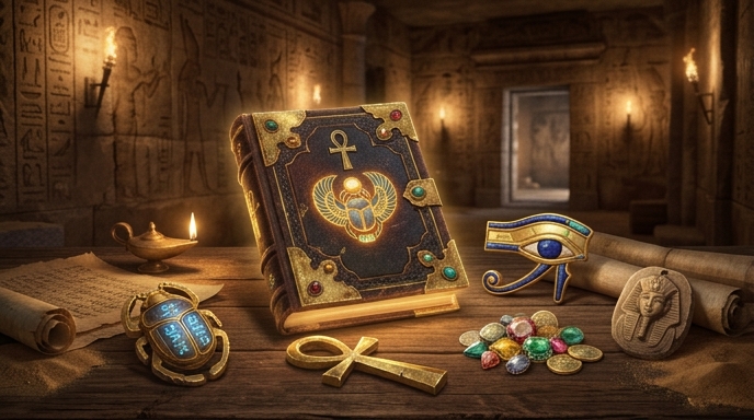 Bonus features symbols from the Book of the Fallen slot.