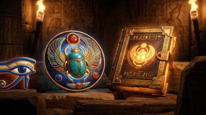 Playful symbols of Book of Ra slot game