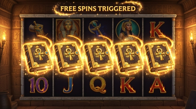 Symbols triggering the free spins feature in the Book of the Fallen slot.