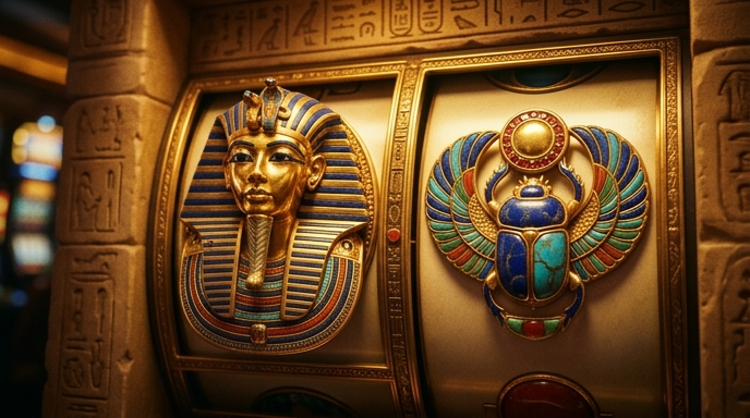 High-paying symbols from the Book of the Fallen slot, featuring Egyptian characters.