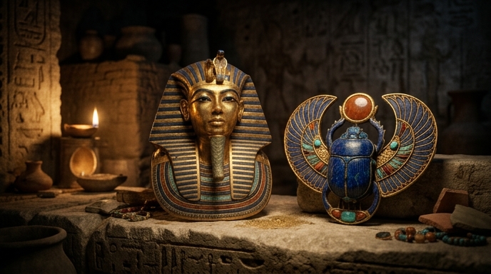 high-paying symbols of pharaohs and scarabs from the game