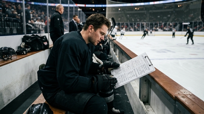 A hockey player with strategy notes on limits