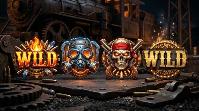 Variations of symbols from Money Train slot featuring Wild symbols