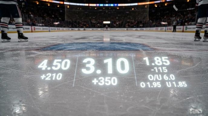 Numerical odds displayed on a hockey-themed background.