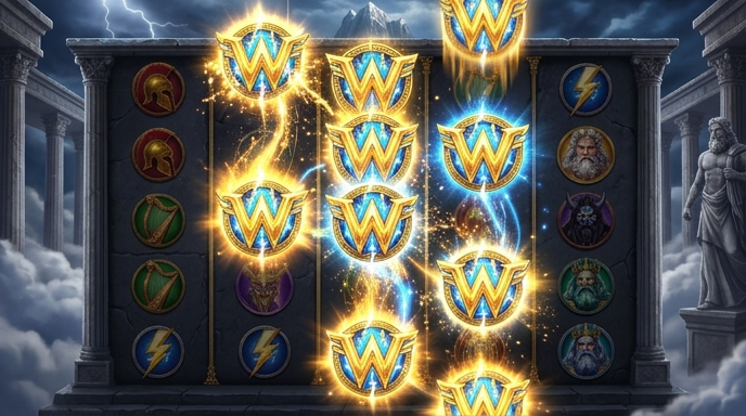 Gameplay moment featuring wild symbols in Rise of Olympus