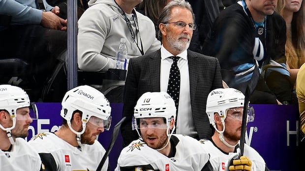 Vegas Golden Knights head coach John Tortorella watches intently during third period of Stanley Cup playoff Game 6 against Utah Mammoth
