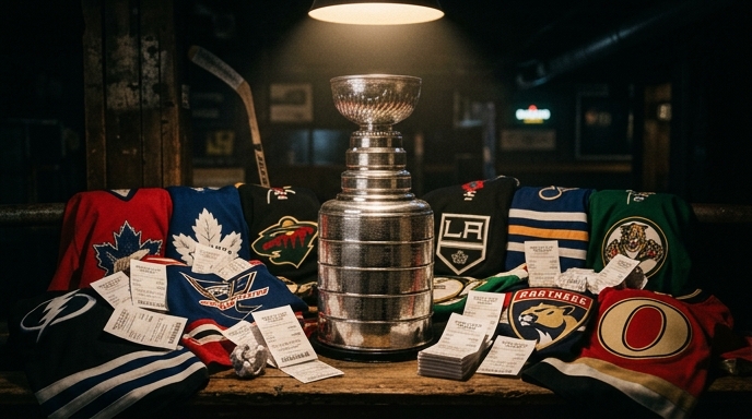 Imagery related to Stanley Cup betting.