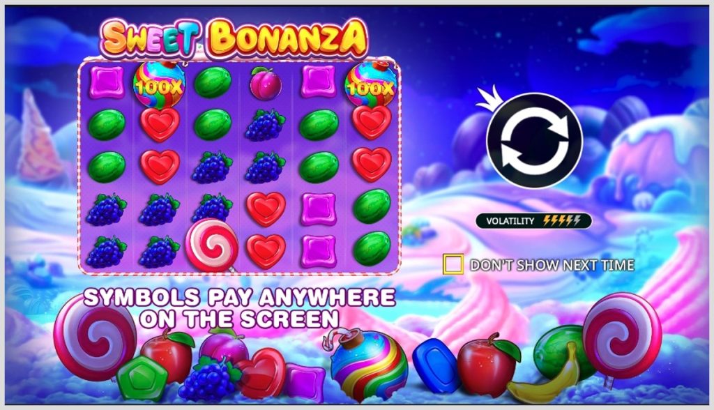 Sweet Bonanza real screen at Slotimo casino