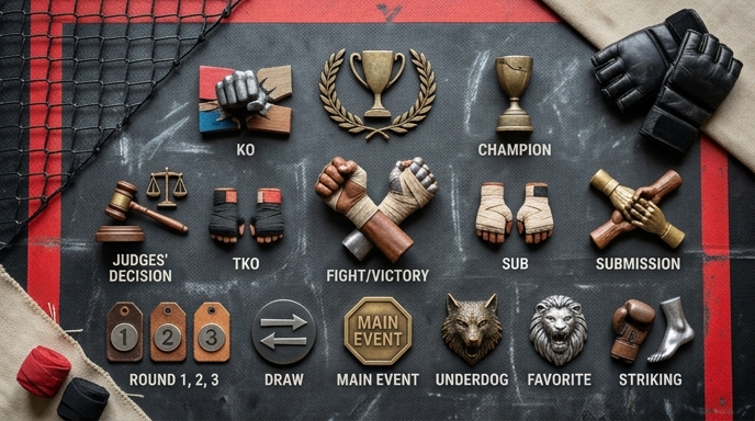 Different types of MMA betting options represented visually.