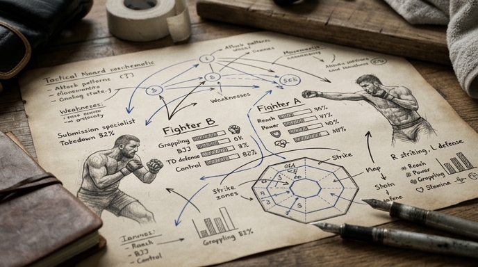 MMA strategy elements and statistics graphics