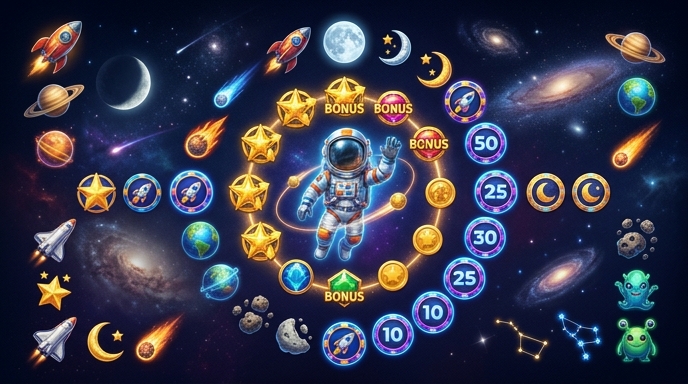 Promotional visuals related to the Spaceman slot