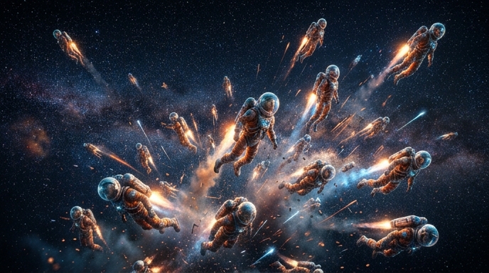 Symbols and visuals representing high volatility in Spaceman slot